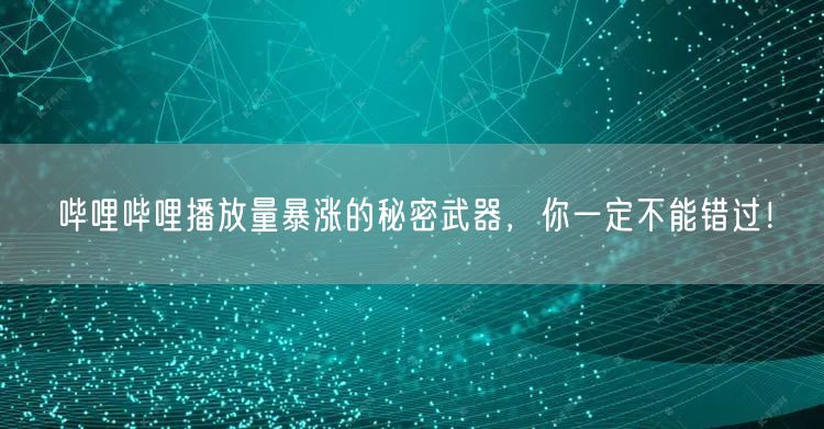 哔哩哔哩播放量暴涨的秘密武器，你一定不能错过！
