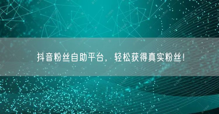 抖音粉丝自助平台，轻松获得真实粉丝！