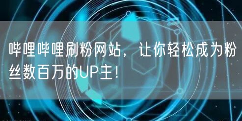 哔哩哔哩刷粉网站，让你轻松成为粉丝数百万的UP主！