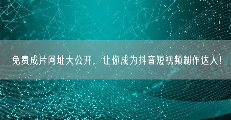 免费成片网址大公开，让你成为抖音短视频制作达人！