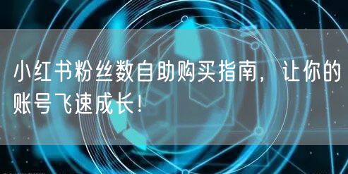 小红书粉丝数自助购买指南，让你的账号飞速成长！