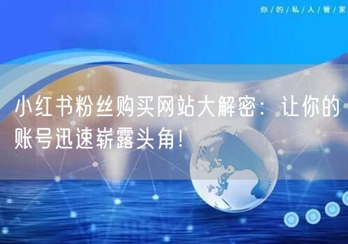 小红书粉丝购买网站大解密：让你的账号迅速崭露头角！