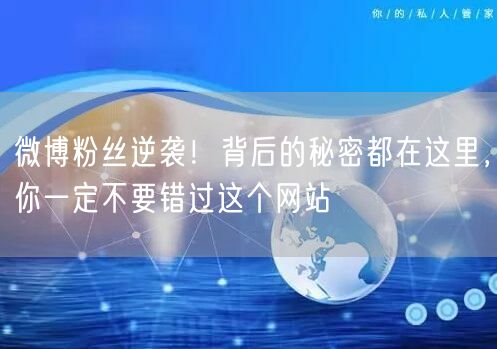 微博粉丝逆袭！背后的秘密都在这里，你一定不要错过这个网站