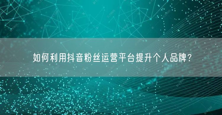 如何利用抖音粉丝运营平台提升个人品牌？