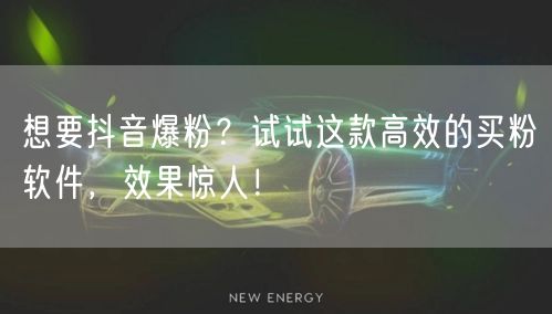 想要抖音爆粉？试试这款高效的买粉软件，效果惊人！