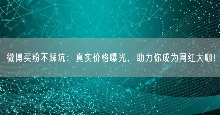 微博买粉不踩坑：真实价格曝光，助力你成为网红大咖！