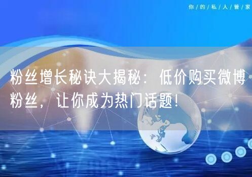 粉丝增长秘诀大揭秘：低价购买微博粉丝，让你成为热门话题！
