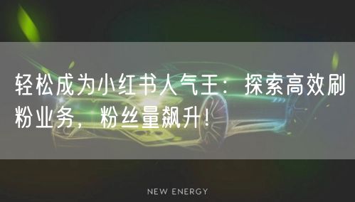 轻松成为小红书人气王：探索高效刷粉业务，粉丝量飙升！