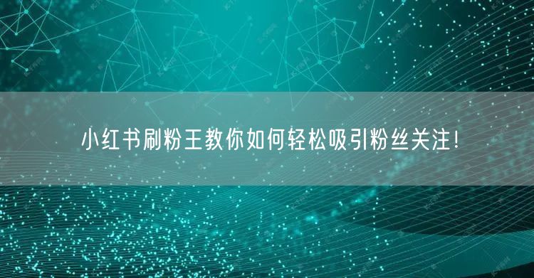 小红书刷粉王教你如何轻松吸引粉丝关注！
