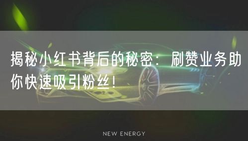 揭秘小红书背后的秘密：刷赞业务助你快速吸引粉丝！