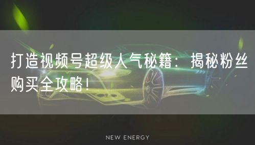 打造视频号超级人气秘籍：揭秘粉丝购买全攻略！
