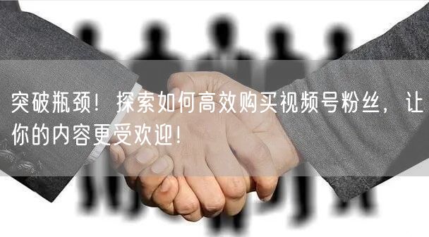 突破瓶颈！探索如何高效购买视频号粉丝，让你的内容更受欢迎！
