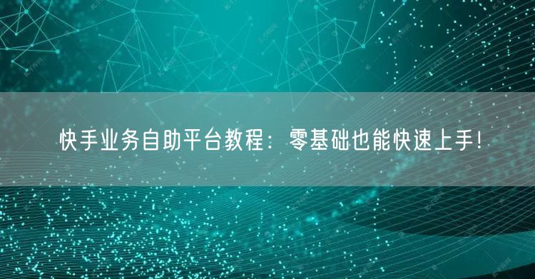 快手业务自助平台教程：零基础也能快速上手！