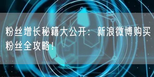 粉丝增长秘籍大公开：新浪微博购买粉丝全攻略！