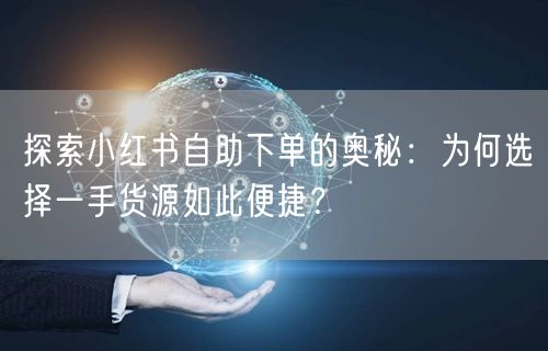 探索小红书自助下单的奥秘：为何选择一手货源如此便捷？