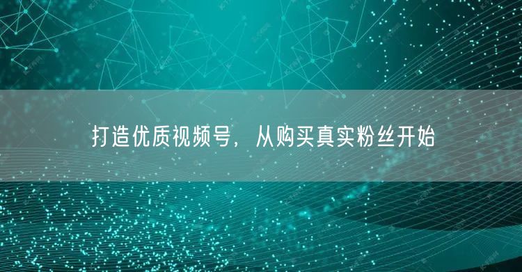 打造优质视频号，从购买真实粉丝开始