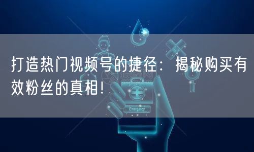 打造热门视频号的捷径：揭秘购买有效粉丝的真相！