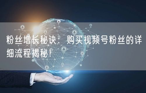 粉丝增长秘诀：购买视频号粉丝的详细流程揭秘！