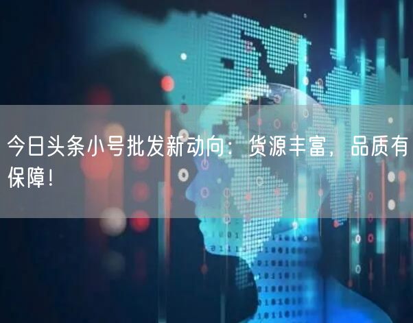 今日头条小号批发新动向：货源丰富，品质有保障！
