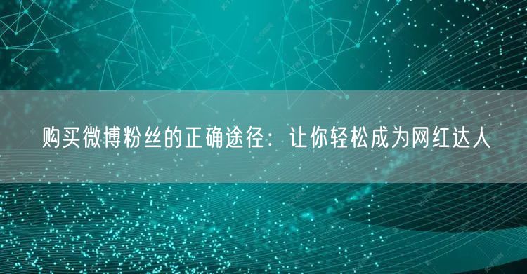 购买微博粉丝的正确途径：让你轻松成为网红达人