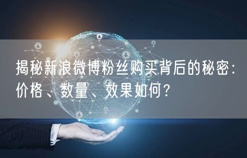 揭秘新浪微博粉丝购买背后的秘密：价格、数量、效果如何？