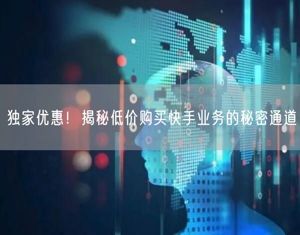 独家优惠！揭秘低价购买快手业务的秘密通道