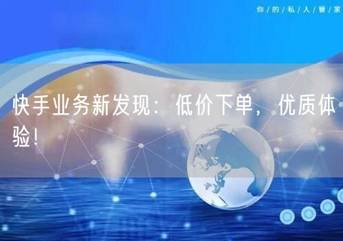 快手业务新发现：低价下单，优质体验！