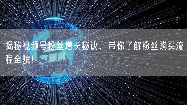 揭秘视频号粉丝增长秘诀，带你了解粉丝购买流程全貌！