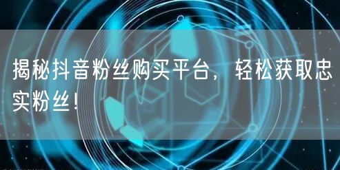 揭秘抖音粉丝购买平台，轻松获取忠实粉丝！