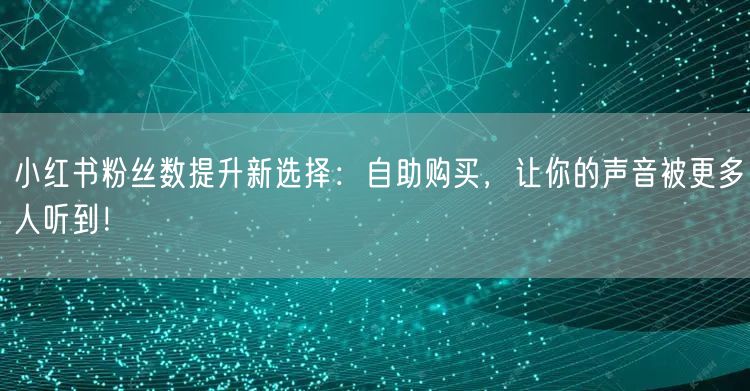 小红书粉丝数提升新选择：自助购买，让你的声音被更多人听到！