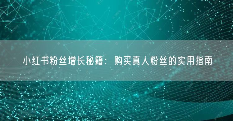 小红书粉丝增长秘籍：购买真人粉丝的实用指南