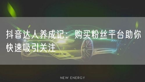 抖音达人养成记：购买粉丝平台助你快速吸引关注