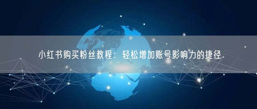小红书购买粉丝教程：轻松增加账号影响力的捷径