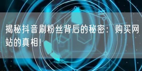 揭秘抖音刷粉丝背后的秘密：购买网站的真相！