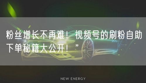 粉丝增长不再难！视频号的刷粉自助下单秘籍大公开！”