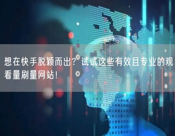 想在快手脱颖而出？试试这些有效且专业的观看量刷量网站！