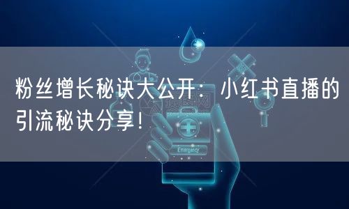 粉丝增长秘诀大公开：小红书直播的引流秘诀分享！