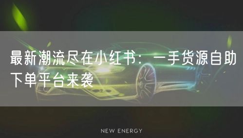 最新潮流尽在小红书：一手货源自助下单平台来袭