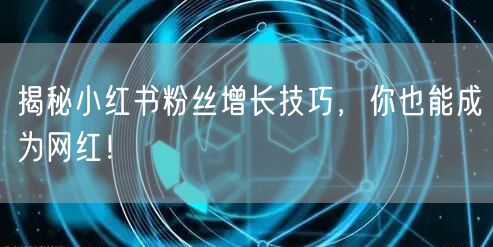 揭秘小红书粉丝增长技巧，你也能成为网红！