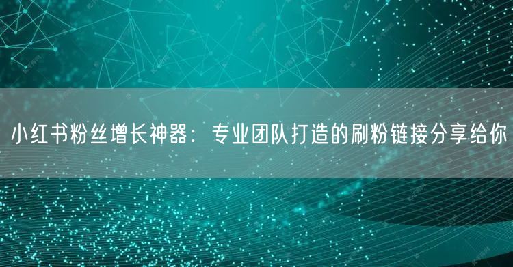 小红书粉丝增长神器：专业团队打造的刷粉链接分享给你
