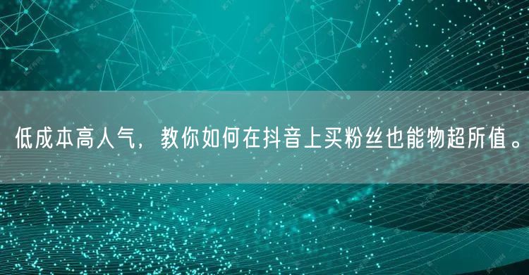 低成本高人气，教你如何在抖音上买粉丝也能物超所值。
