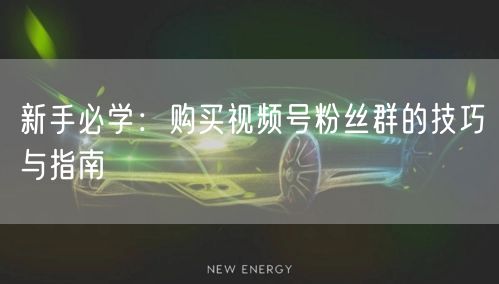 新手必学：购买视频号粉丝群的技巧与指南