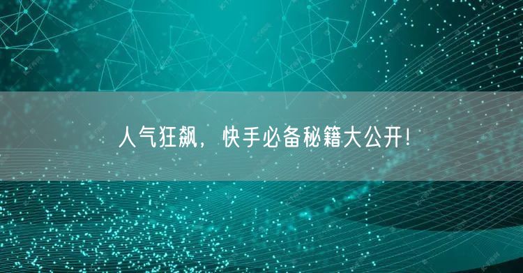 人气狂飙，快手必备秘籍大公开！
