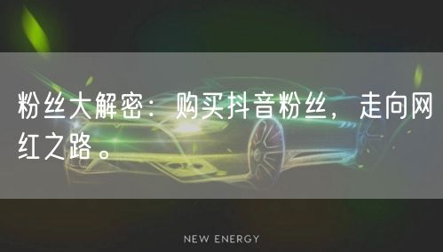 粉丝大解密：购买抖音粉丝，走向网红之路。