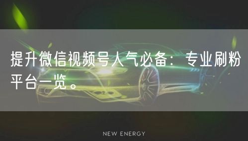 提升微信视频号人气必备：专业刷粉平台一览。