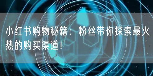 小红书购物秘籍：粉丝带你探索最火热的购买渠道！
