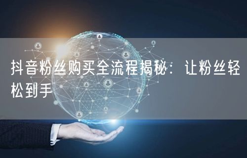 抖音粉丝购买全流程揭秘：让粉丝轻松到手
