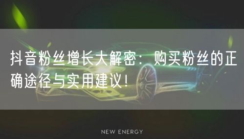 抖音粉丝增长大解密：购买粉丝的正确途径与实用建议！