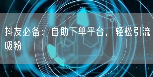抖友必备：自助下单平台，轻松引流吸粉