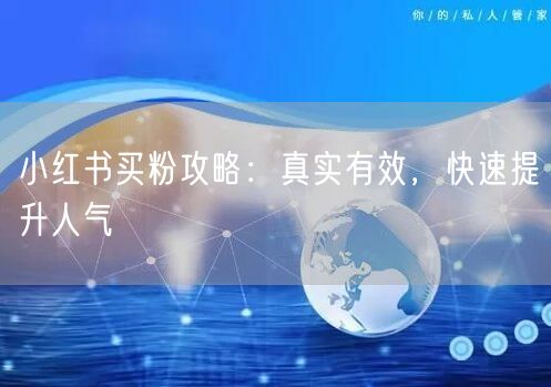 小红书买粉攻略：真实有效，快速提升人气